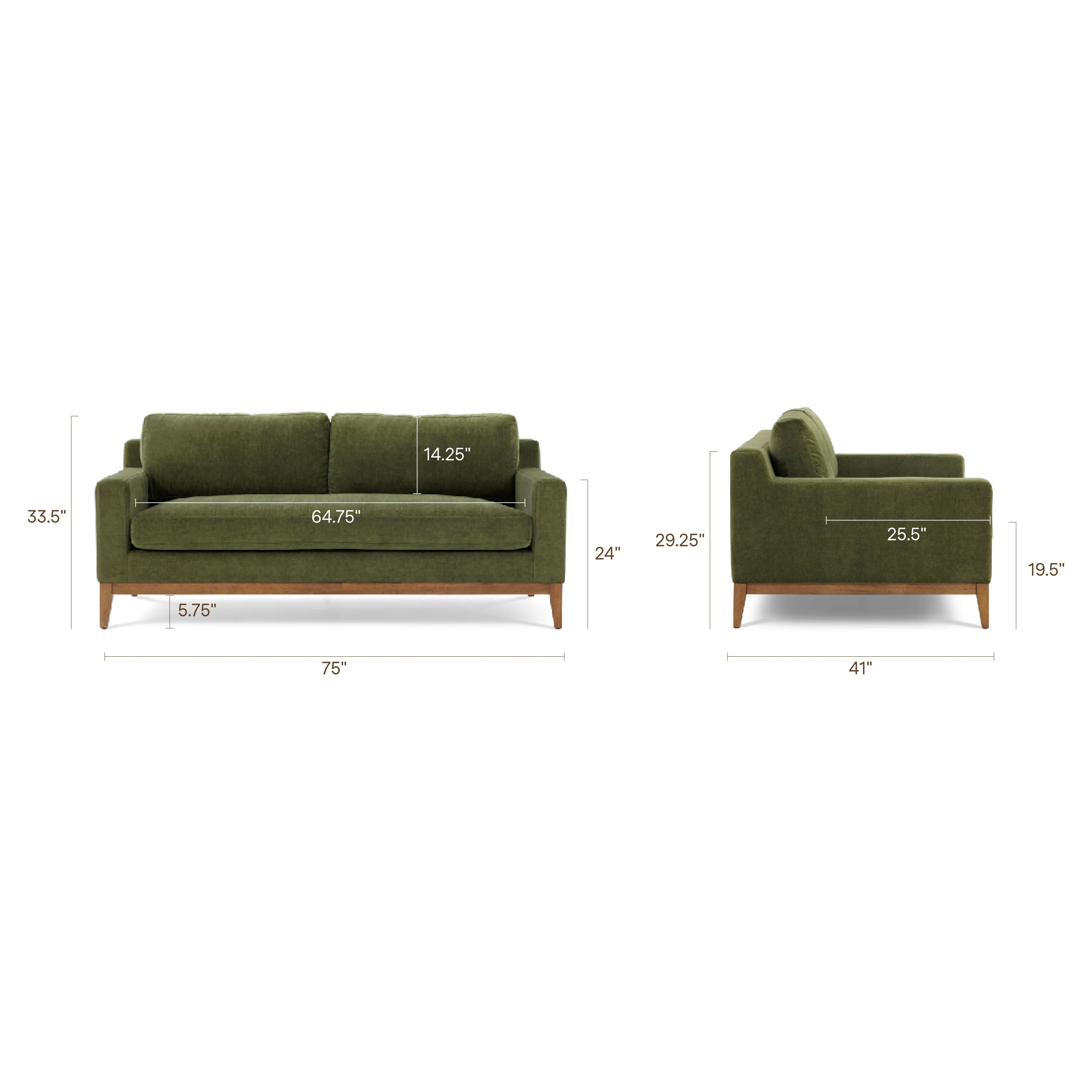 Zyon 75" Apartment Sofa | Distressed Green Velvet - Image 20