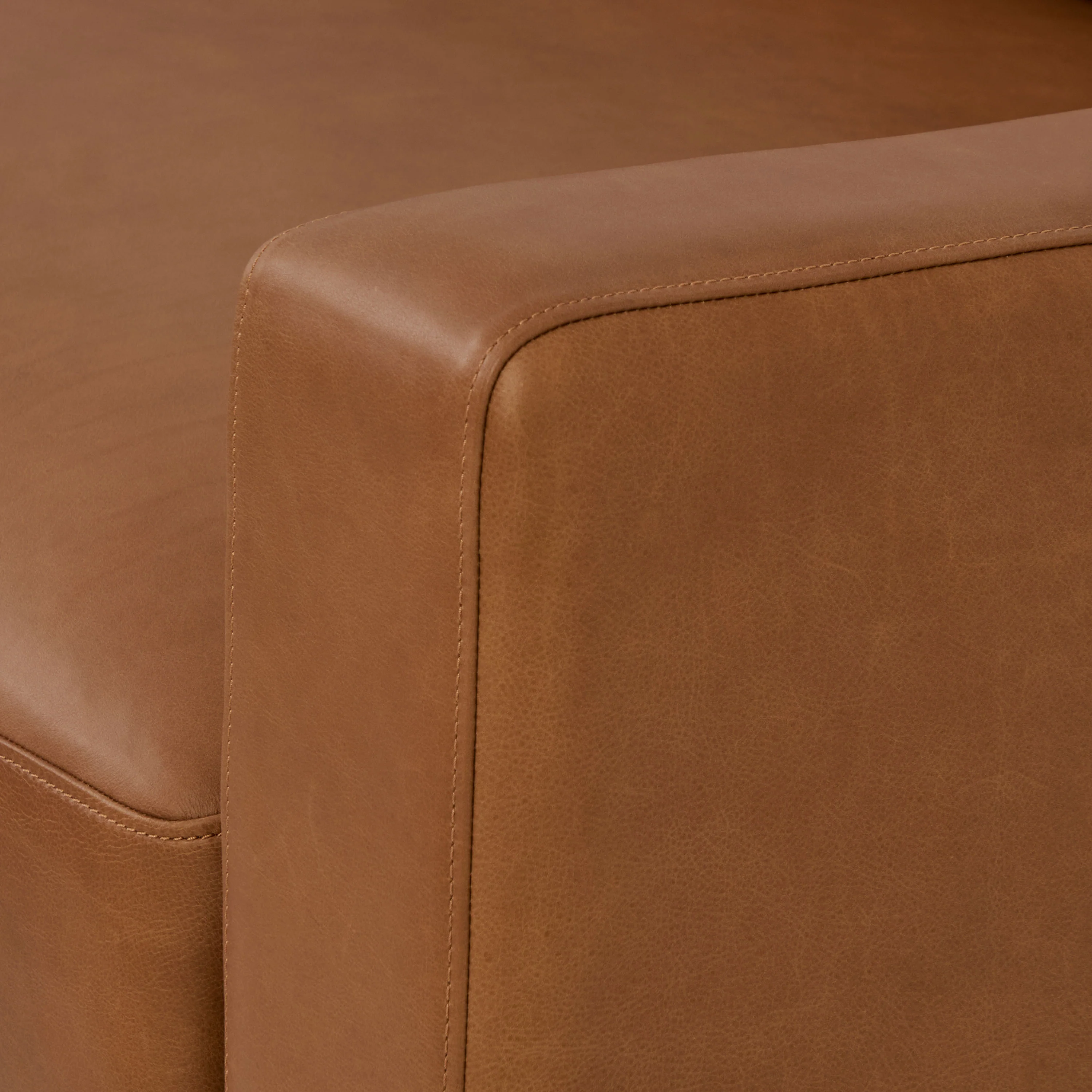 Zyon 75" Leather Apartment Sofa | Saddle Tan - Image 12
