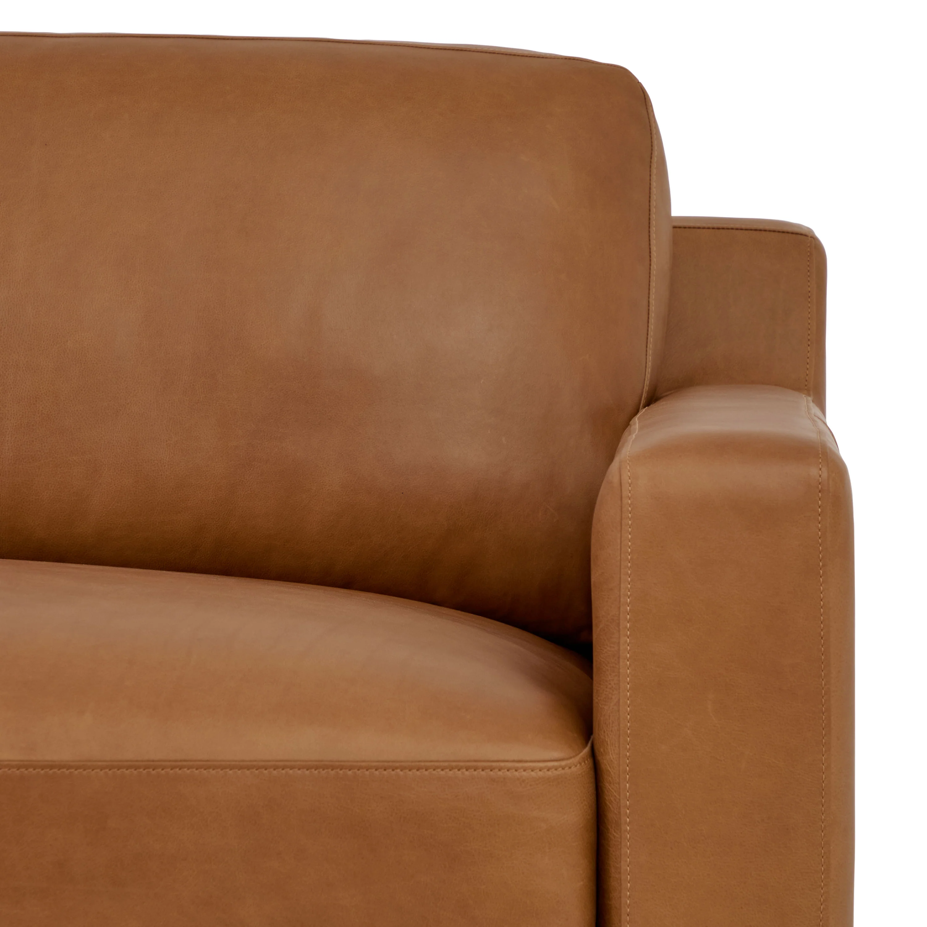 Zyon 75" Leather Apartment Sofa | Saddle Tan - Image 14