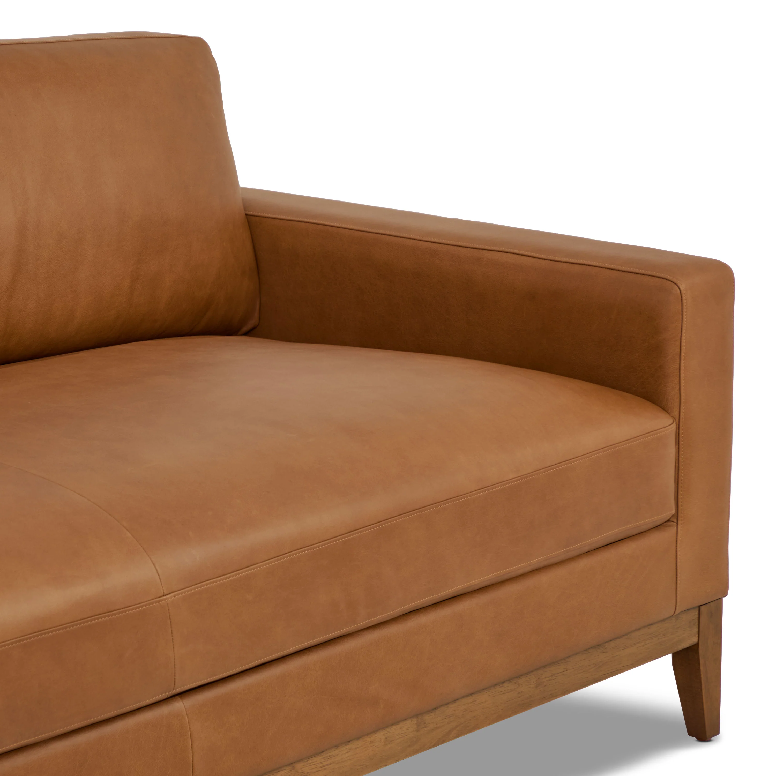 Zyon 75" Leather Apartment Sofa | Saddle Tan - Image 9
