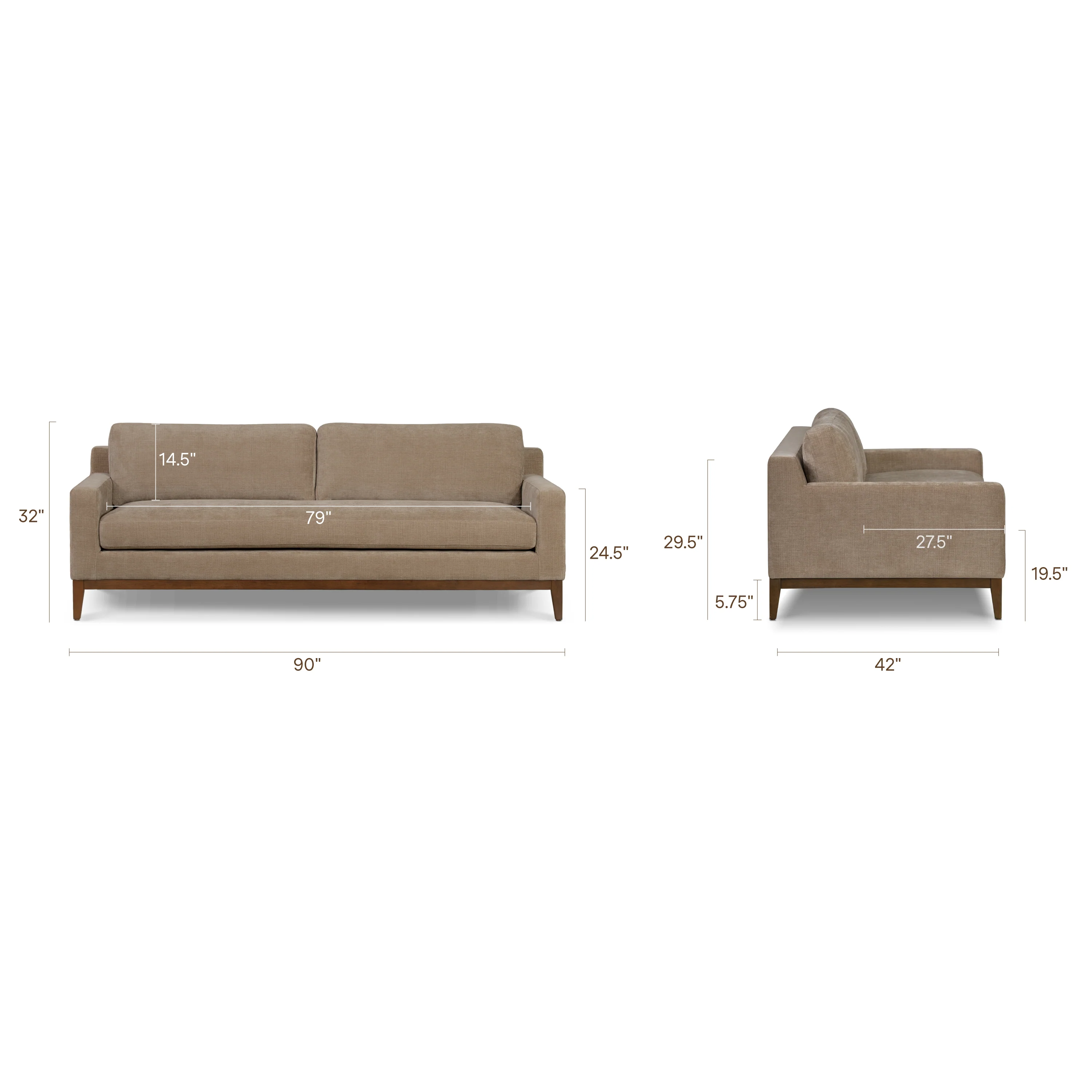 Zyon 90" Fabric Sofa | Clove Brown - Image 18