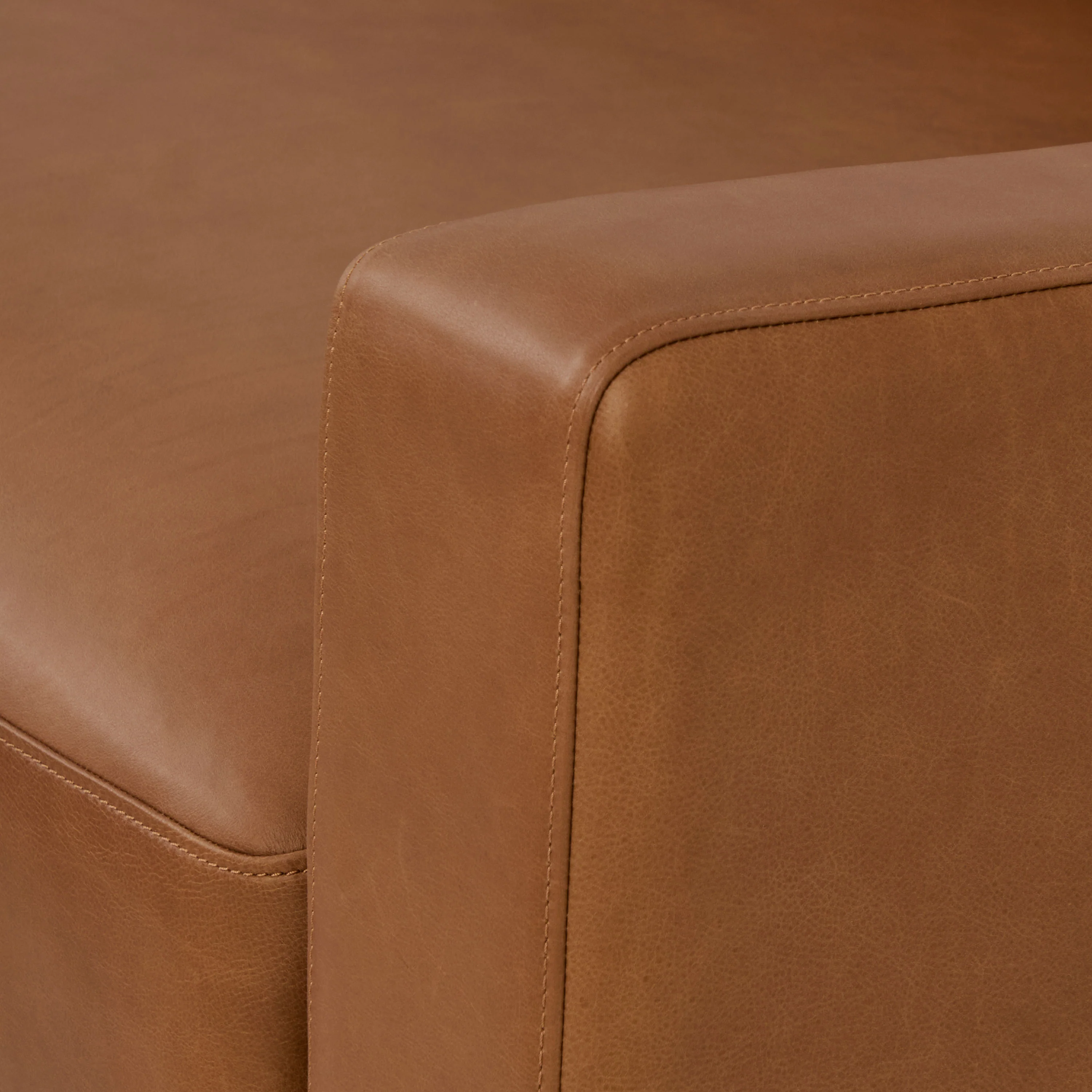 Zyon 115.5" Leather Left-Facing Bumper Chaise Sectional Sofa | Saddle Tan - Image 14