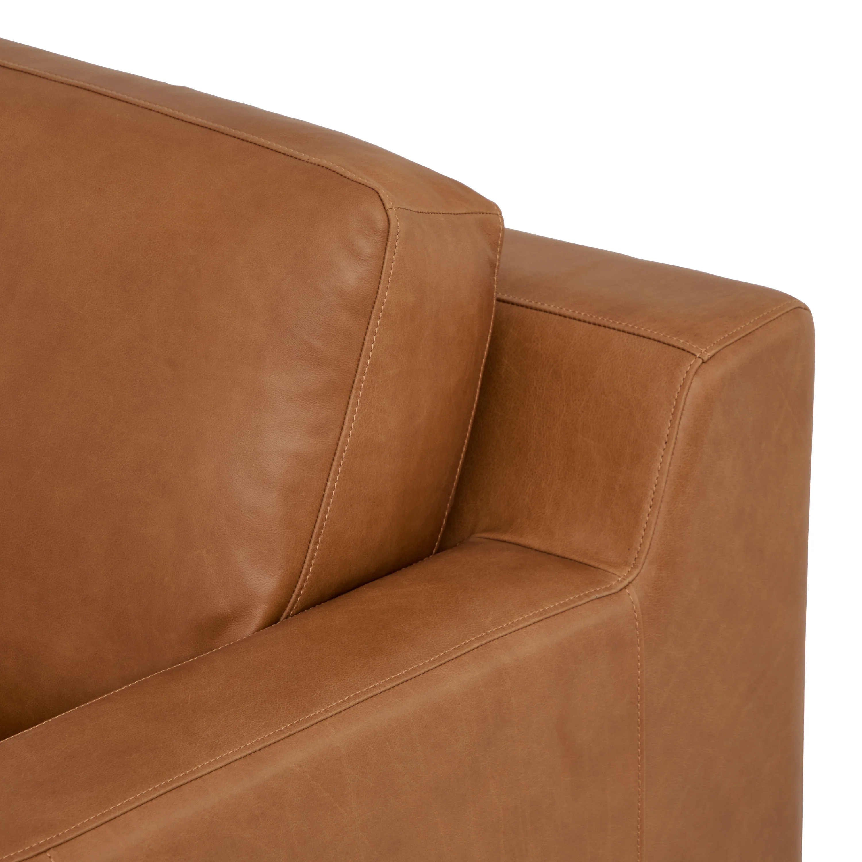 Zyon 115.5" Leather Left-Facing Bumper Chaise Sectional Sofa | Saddle Tan - Image 15