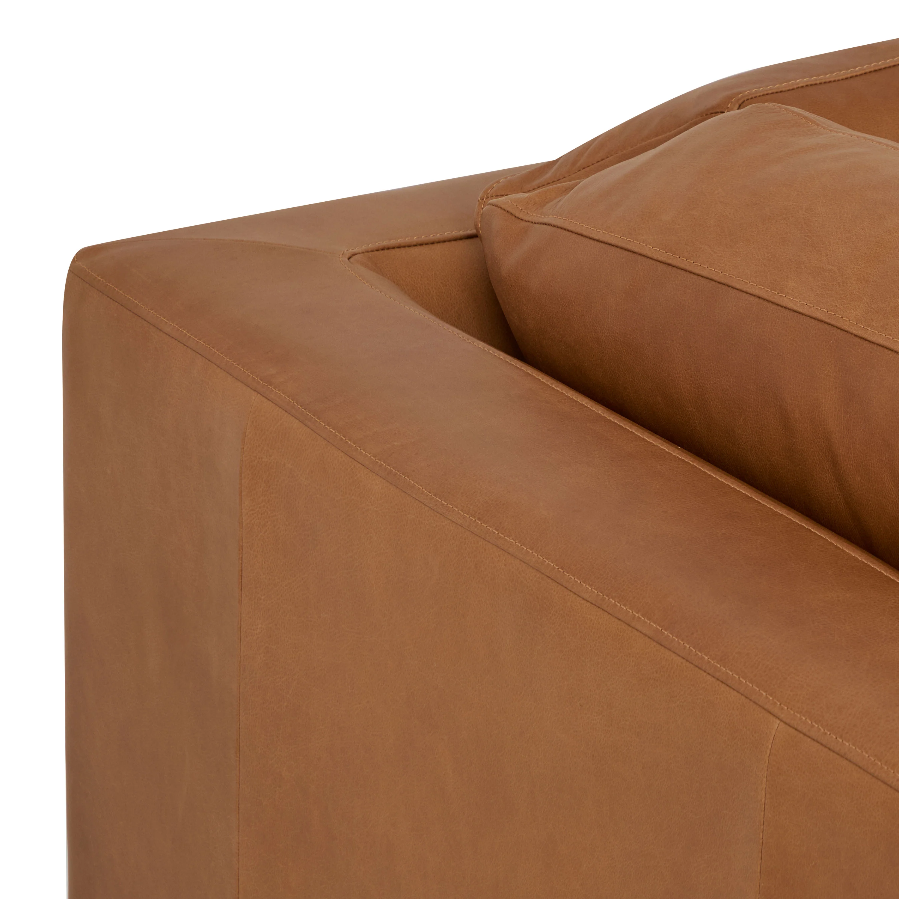 Zyon 115.5" Leather Left-Facing Bumper Chaise Sectional Sofa | Saddle Tan - Image 18