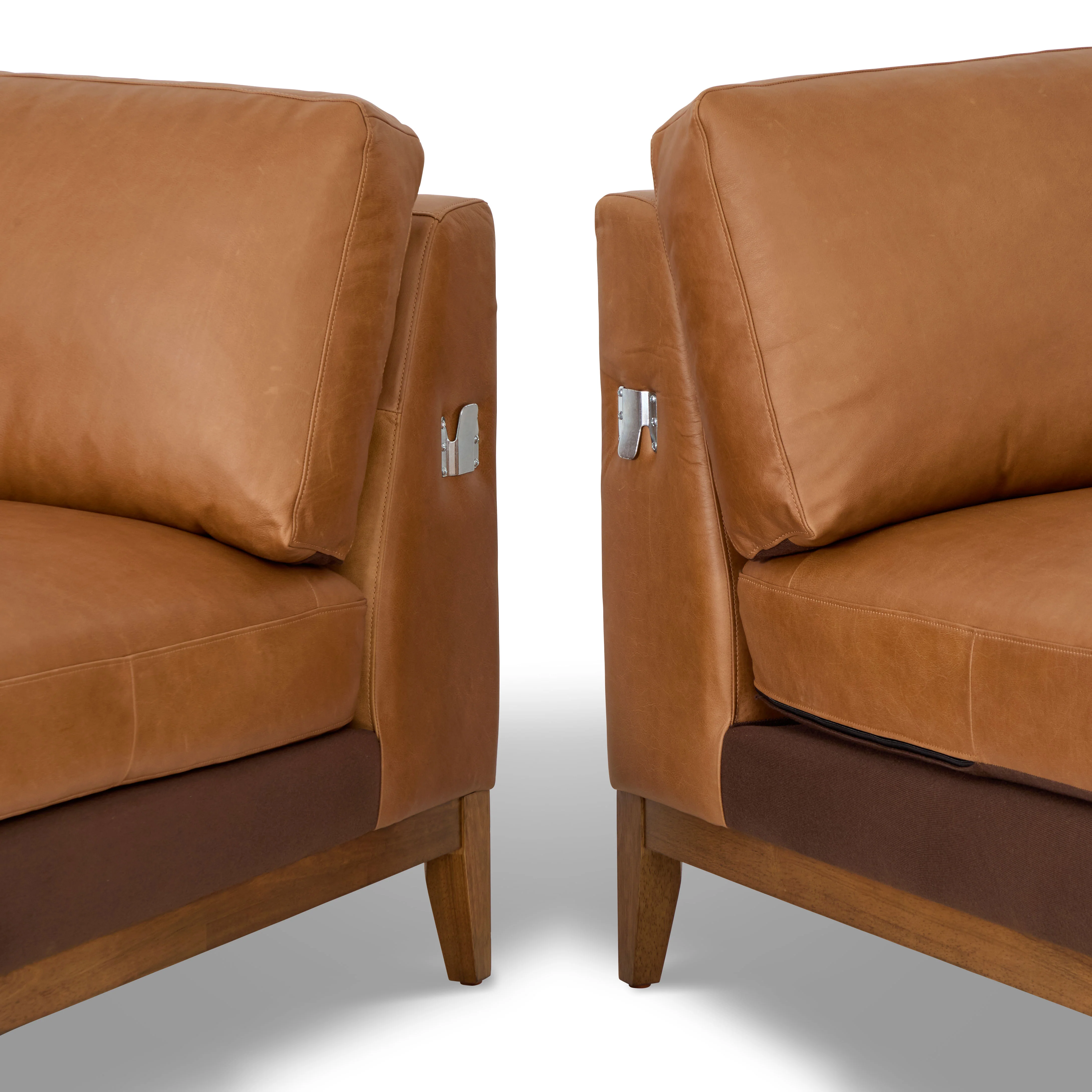 Zyon 115.5" Leather Left-Facing Bumper Chaise Sectional Sofa | Saddle Tan - Image 20