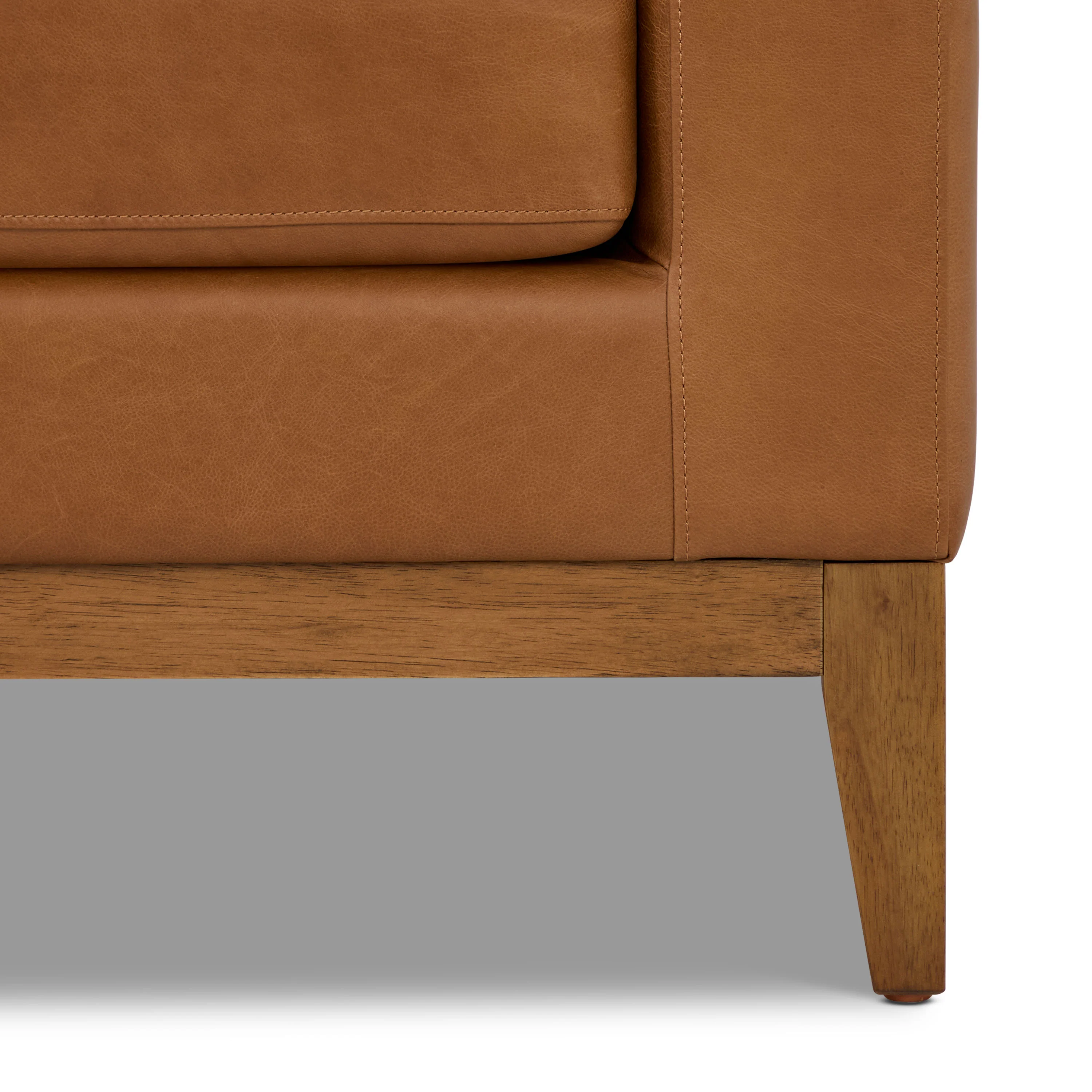 Zyon 115.5" Leather Left-Facing Bumper Chaise Sectional Sofa | Saddle Tan - Image 22
