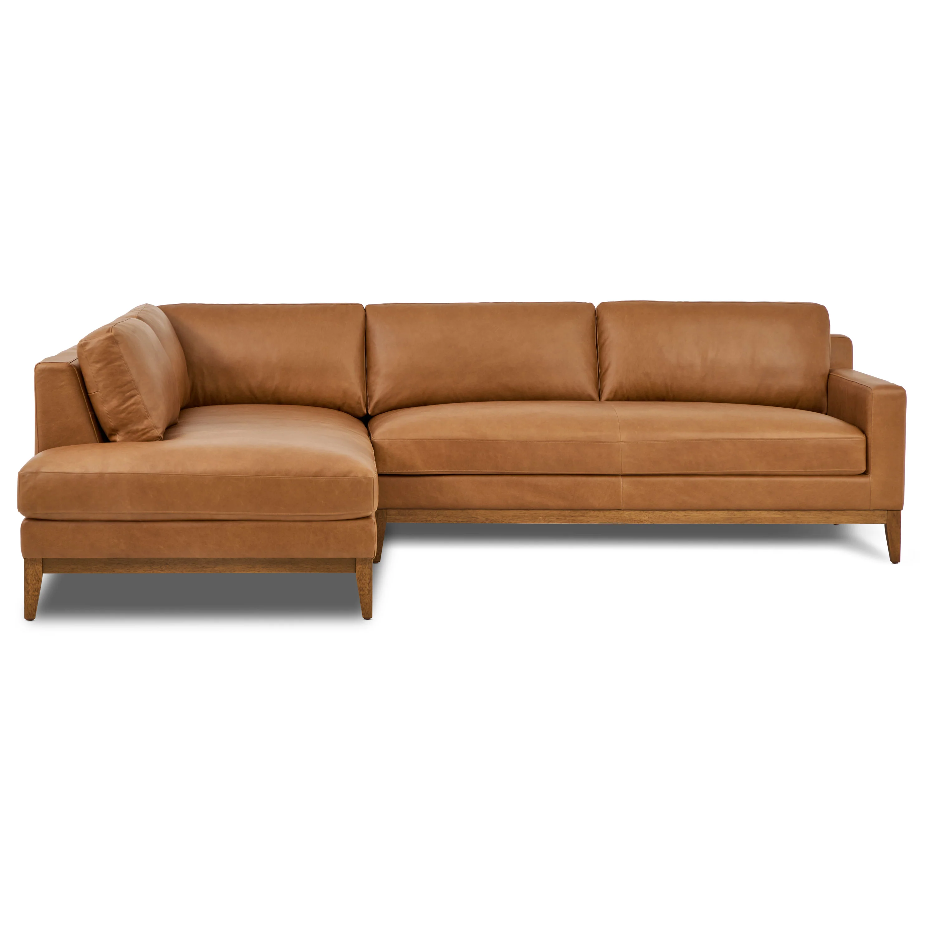 Zyon 115.5" Leather Left-Facing Bumper Chaise Sectional Sofa | Saddle Tan - Image 3