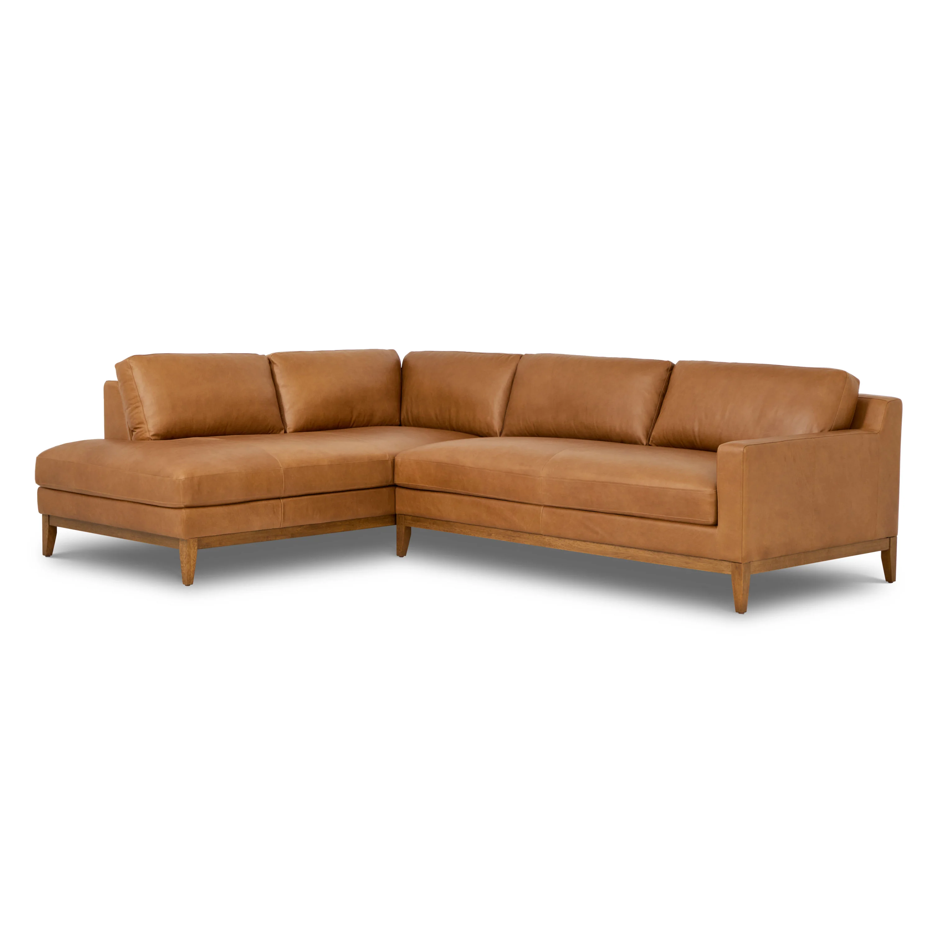 Zyon 115.5" Leather Left-Facing Bumper Chaise Sectional Sofa | Saddle Tan - Image 4