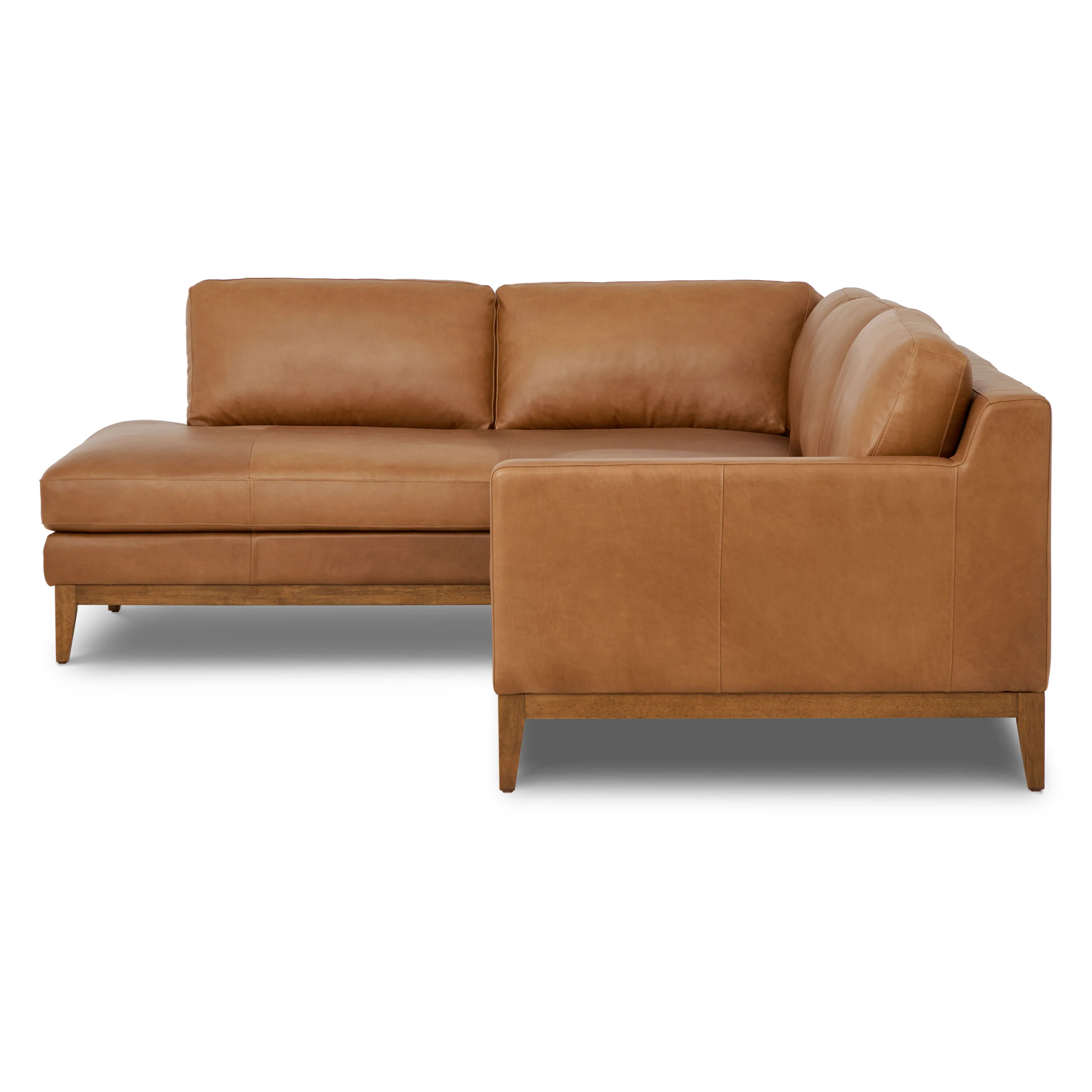 Zyon 115.5" Leather Left-Facing Bumper Chaise Sectional Sofa | Saddle Tan - Image 5