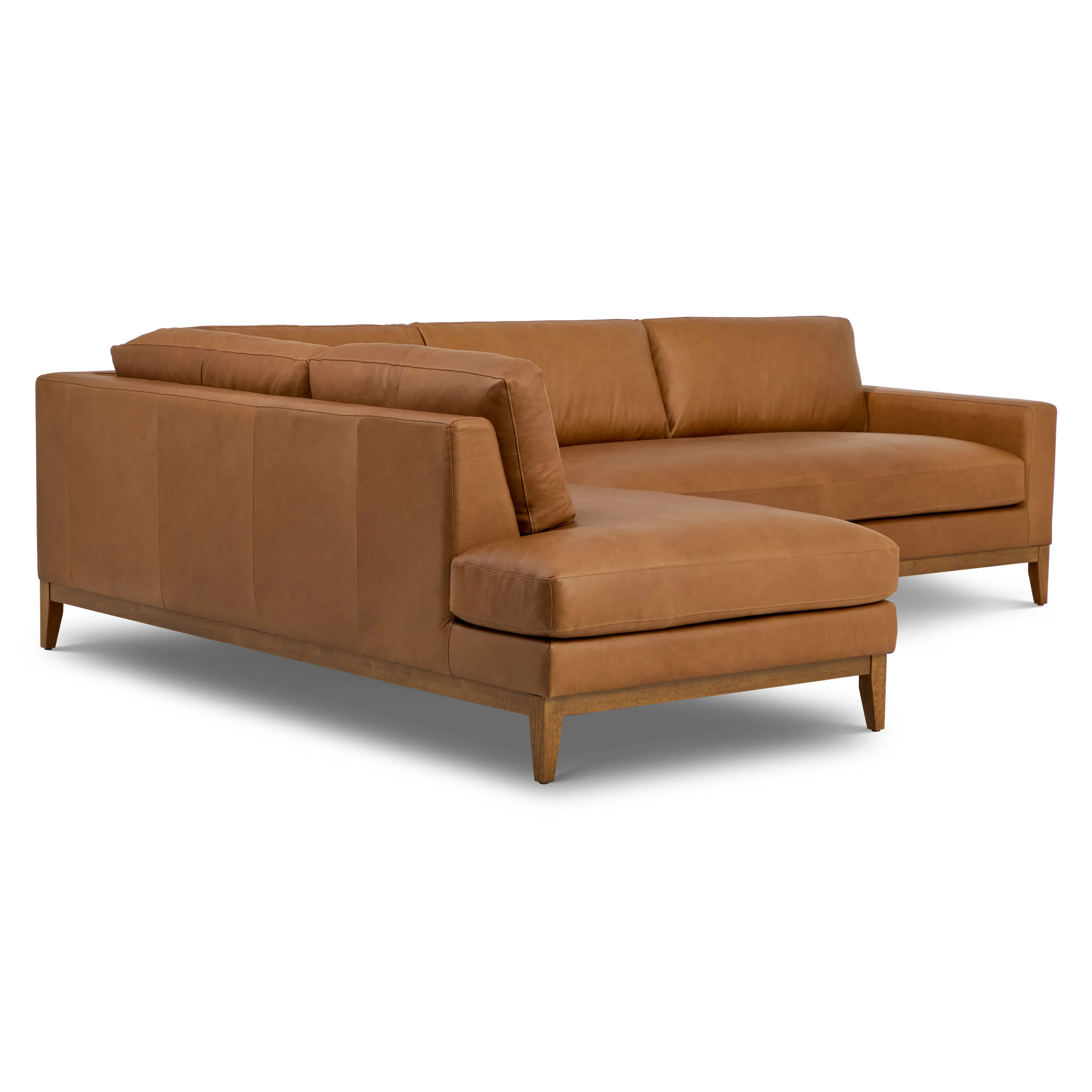 Zyon 115.5" Leather Left-Facing Bumper Chaise Sectional Sofa | Saddle Tan - Image 9