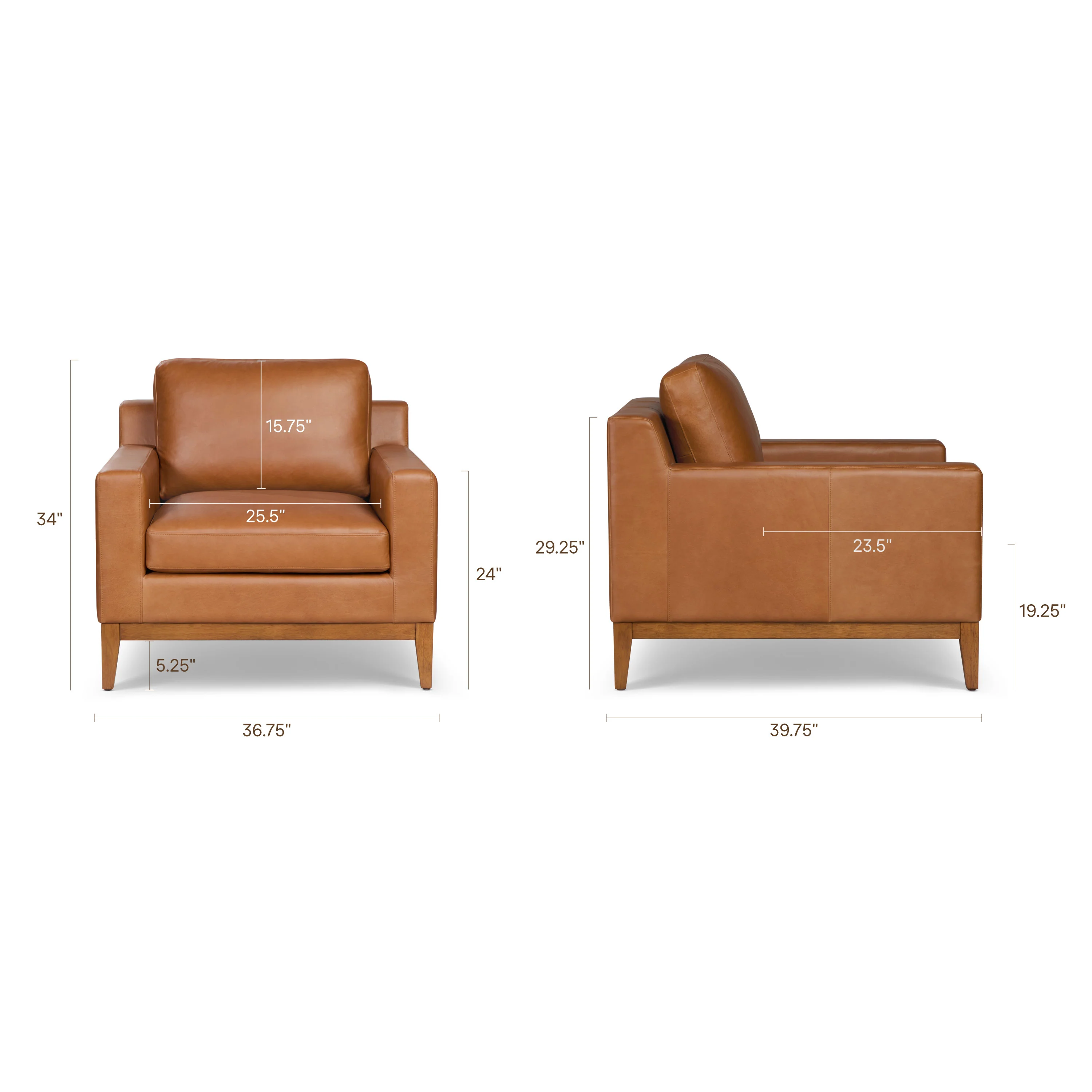 Zyon Leather Lounge Chair | Saddle Tan - Image 17