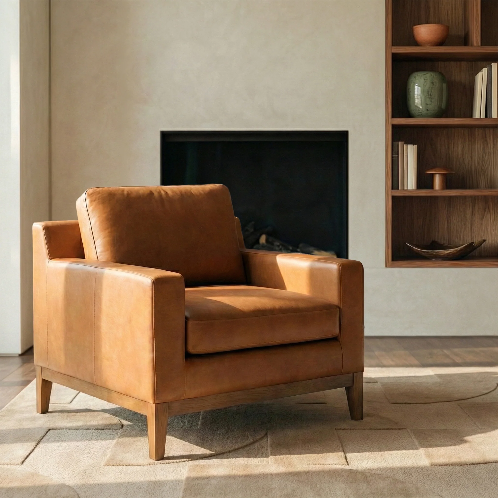 Zyon Leather Lounge Chair | Saddle Tan - Image 2