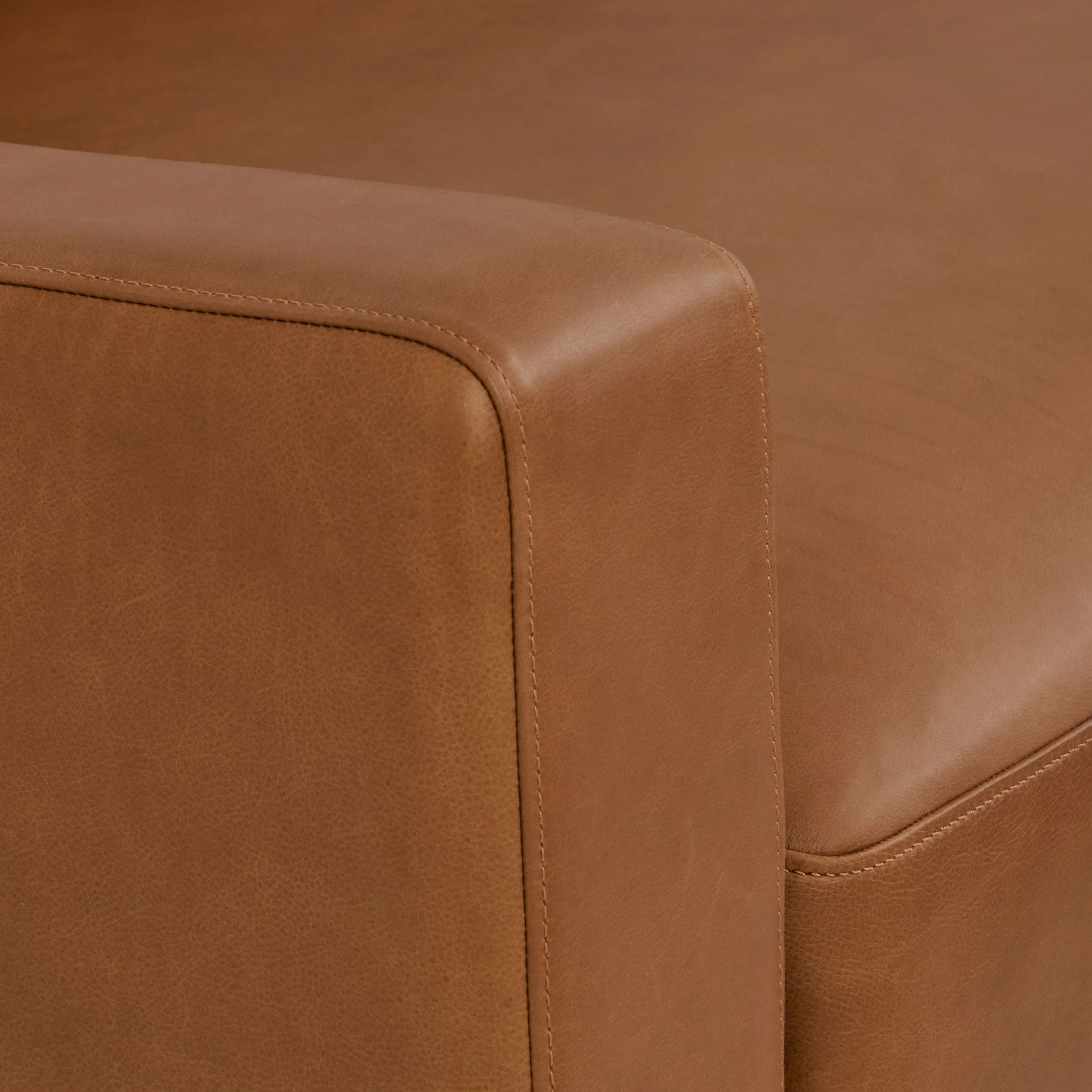Zyon 115.5" Leather Right-Facing Bumper Chaise Sectional Sofa | Saddle Tan - Image 14