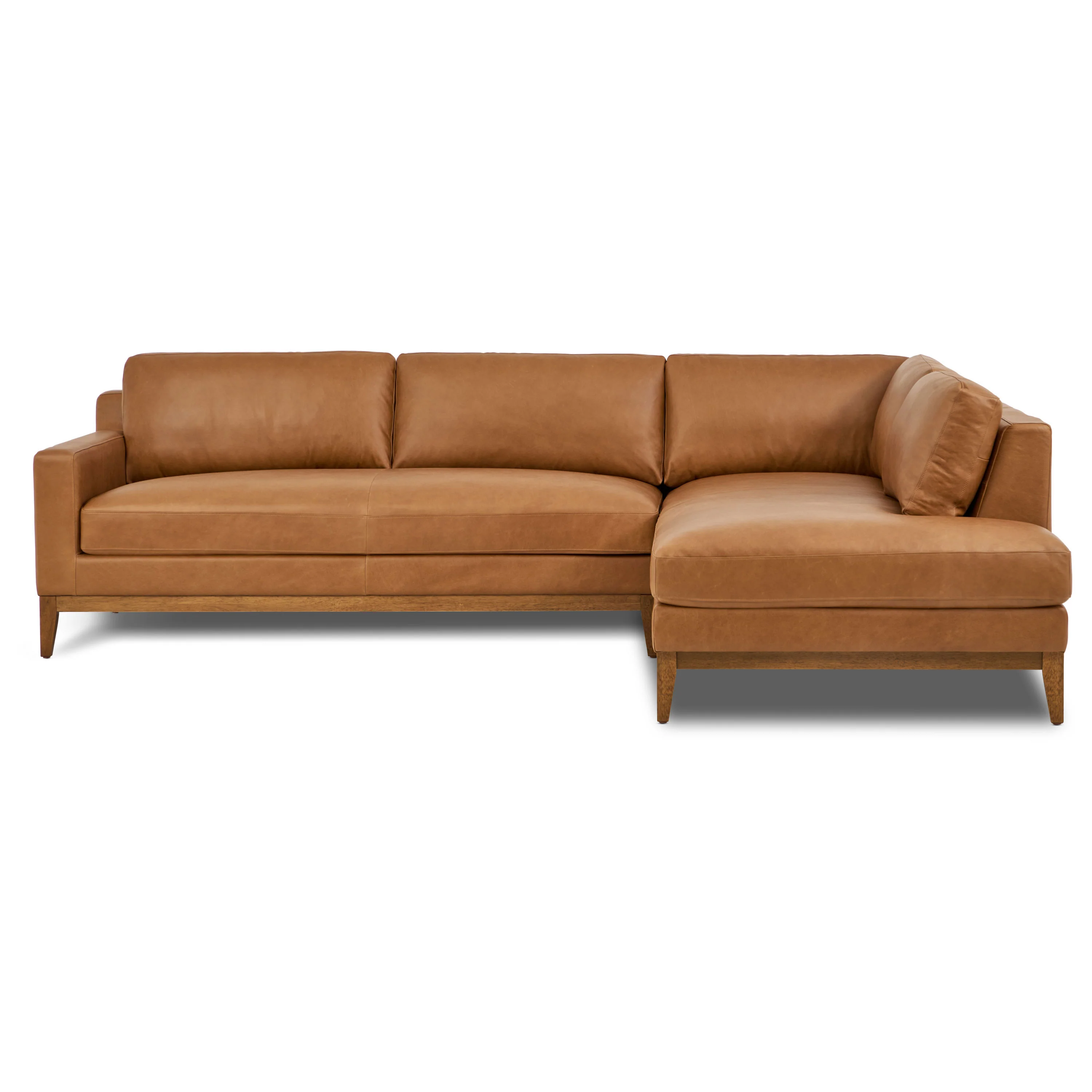 Zyon 115.5" Leather Right-Facing Bumper Chaise Sectional Sofa | Saddle Tan - Image 3