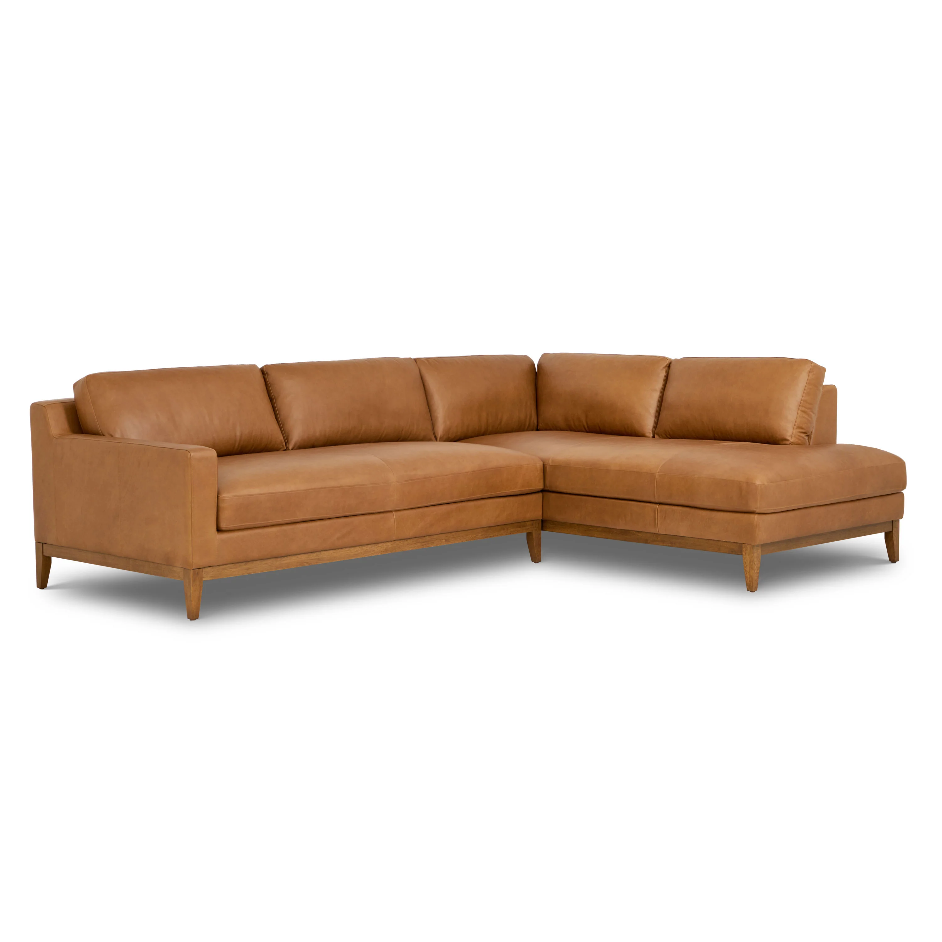 Zyon 115.5" Leather Right-Facing Bumper Chaise Sectional Sofa | Saddle Tan - Image 4