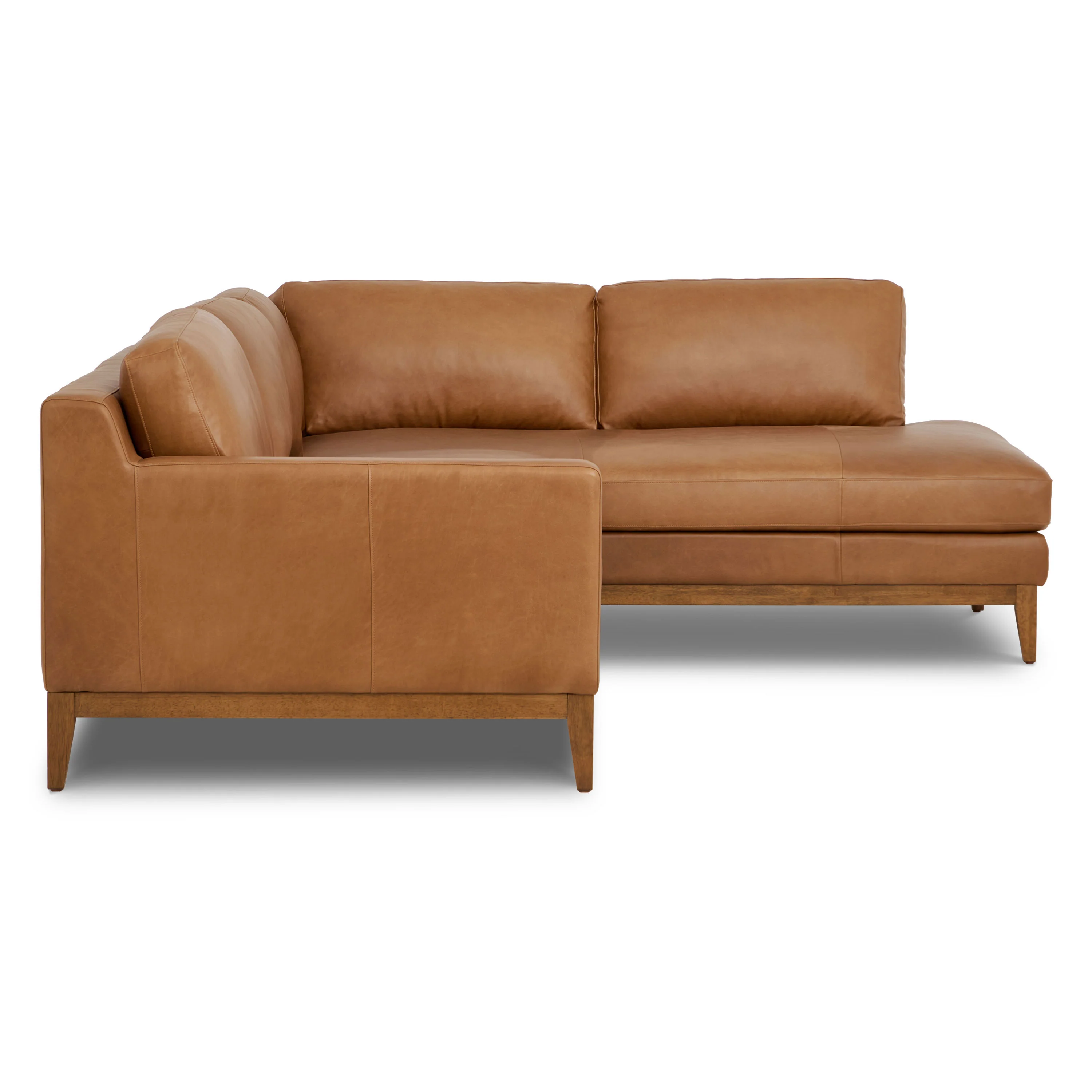 Zyon 115.5" Leather Right-Facing Bumper Chaise Sectional Sofa | Saddle Tan - Image 5