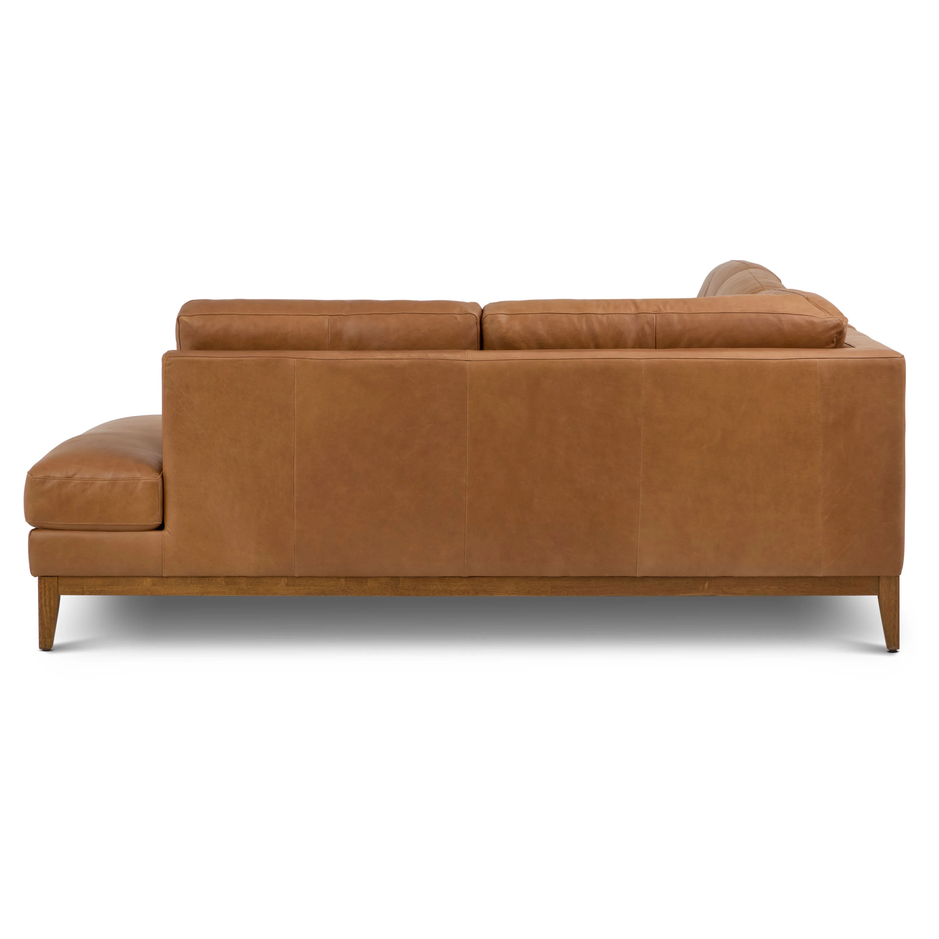 Zyon 115.5" Leather Right-Facing Bumper Chaise Sectional Sofa | Saddle Tan - Image 8