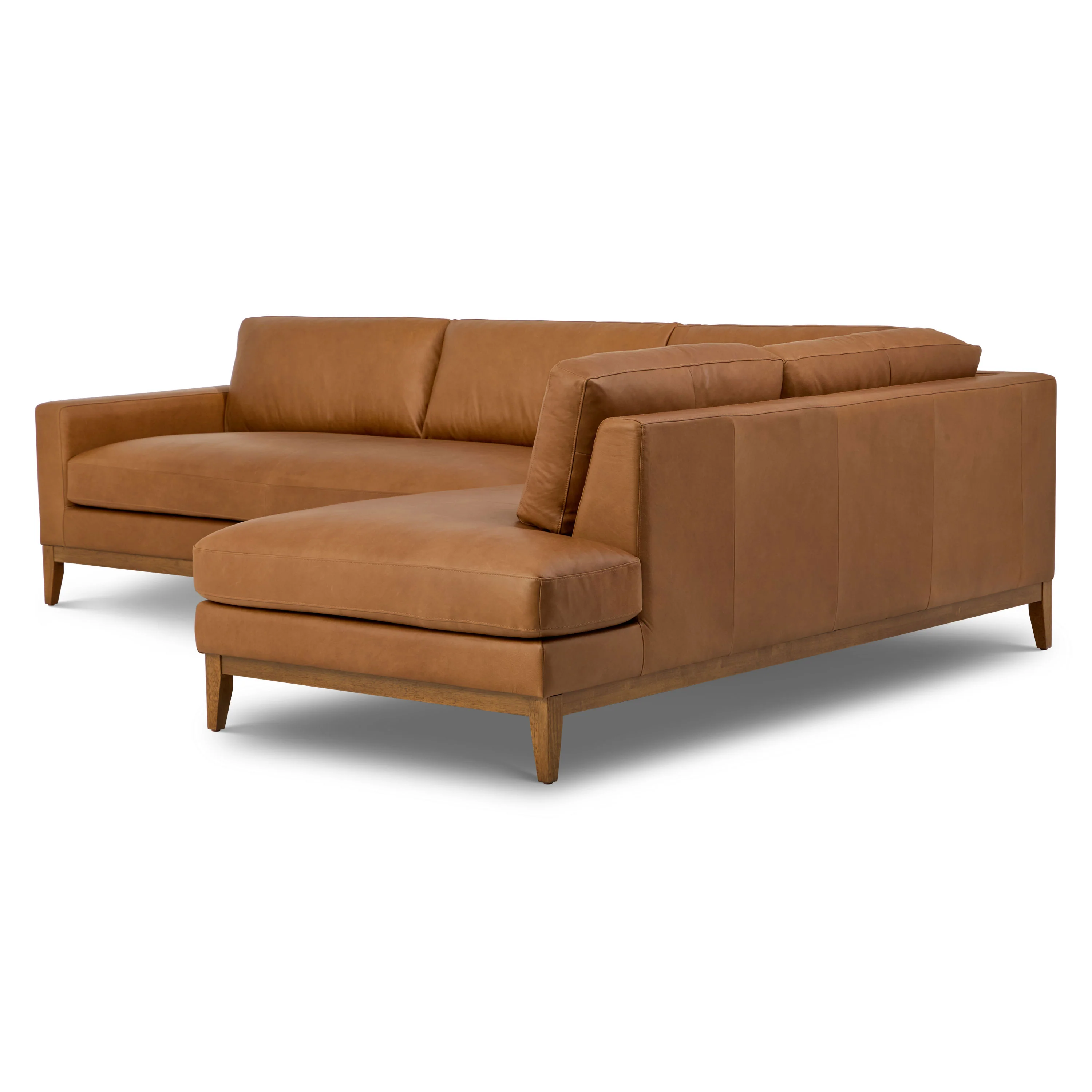 Zyon 115.5" Leather Right-Facing Bumper Chaise Sectional Sofa | Saddle Tan - Image 9