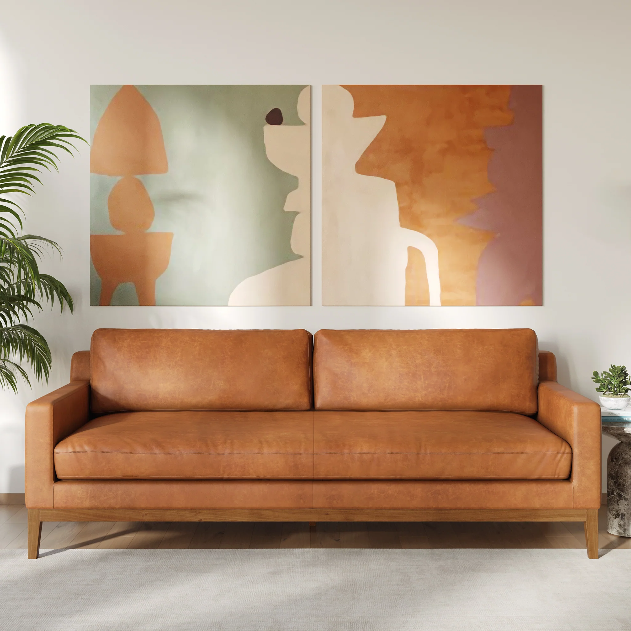 Zyon 90" Leather Sofa | Saddle Tan - Image 2