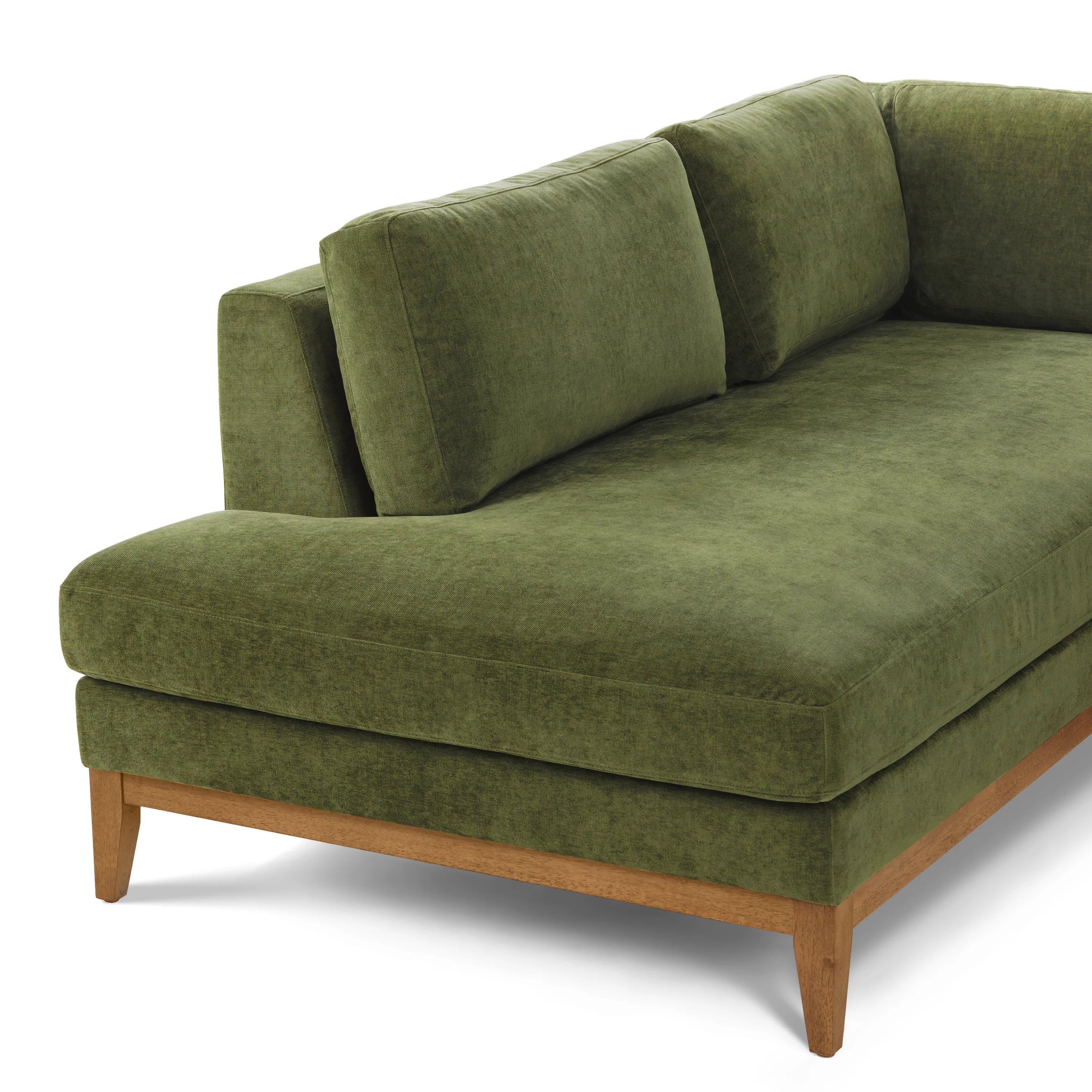 Zyon Left-Facing Bumper Chaise Sectional | Distressed Green Velvet - Image 18