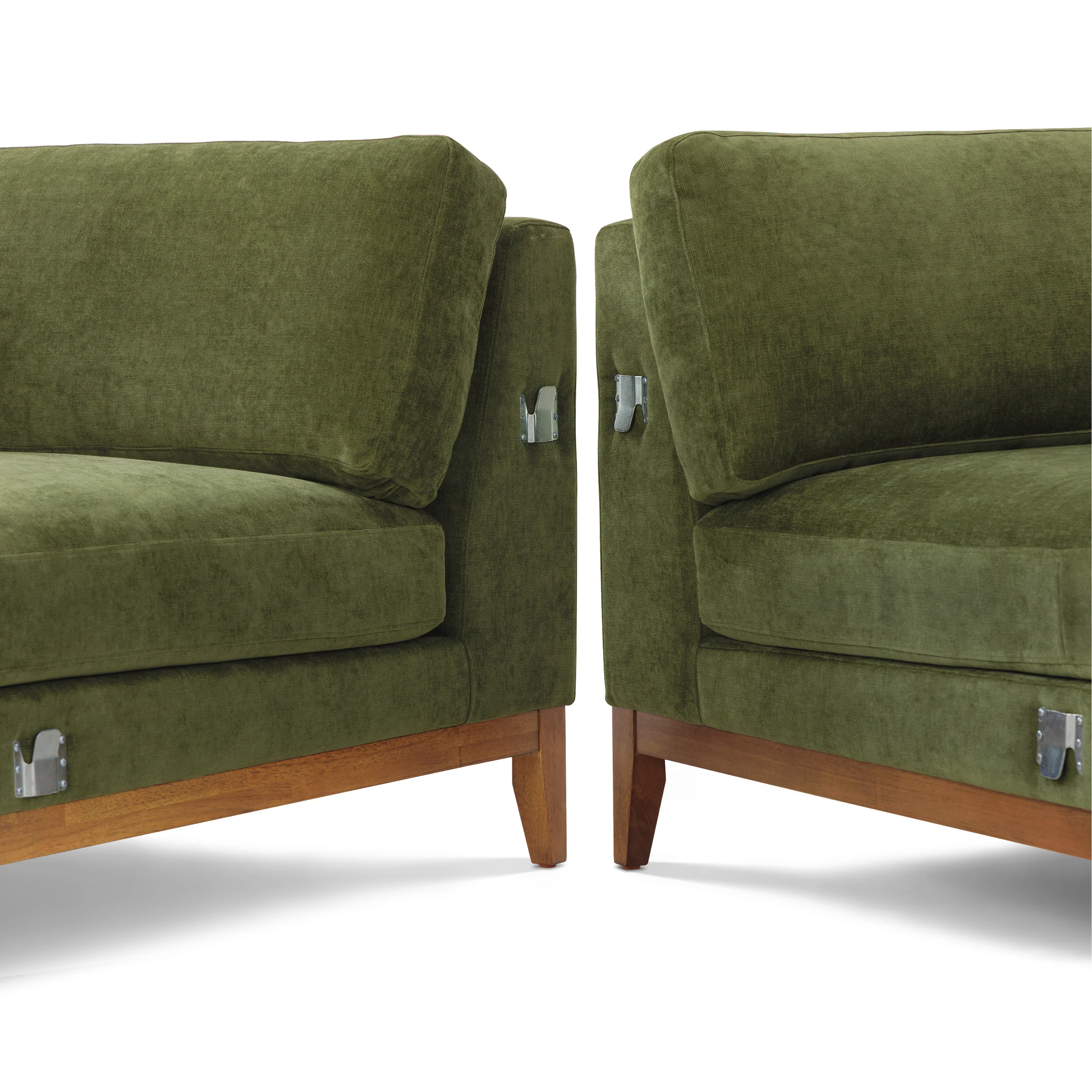 Zyon Left-Facing Bumper Chaise Sectional | Distressed Green Velvet - Image 22