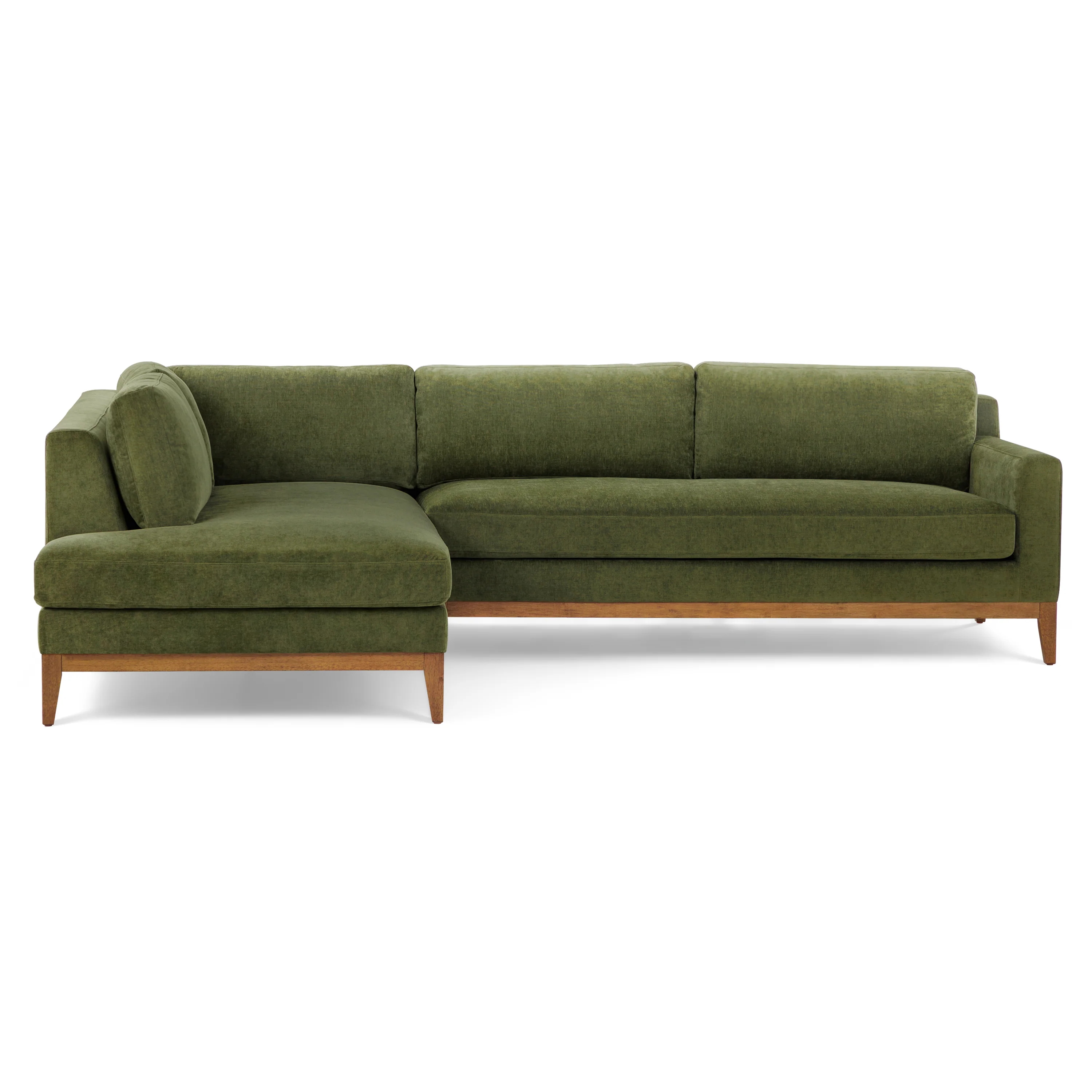 Zyon Left-Facing Bumper Chaise Sectional | Distressed Green Velvet - Image 27