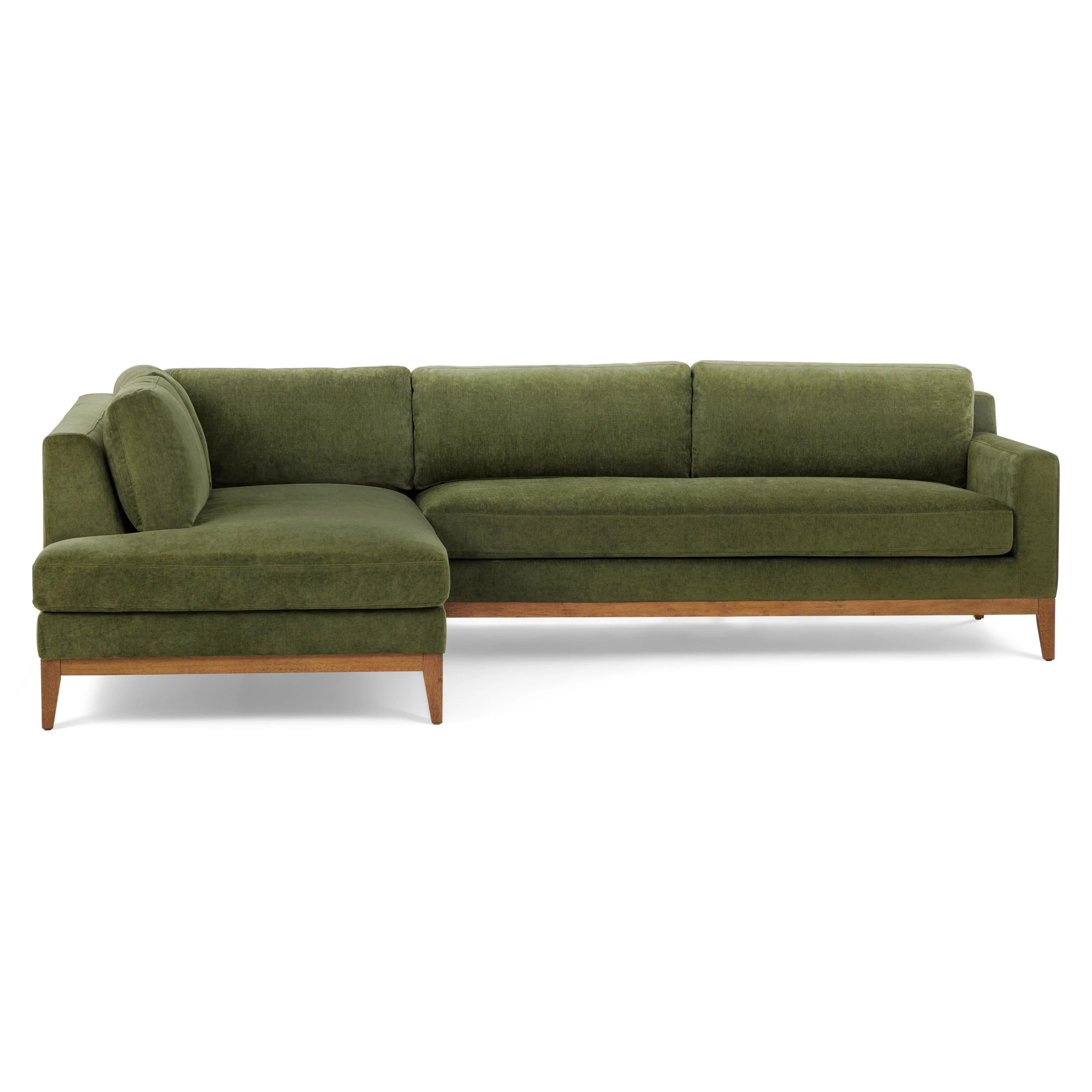 Zyon Left-Facing Bumper Chaise Sectional | Distressed Green Velvet - Image 4