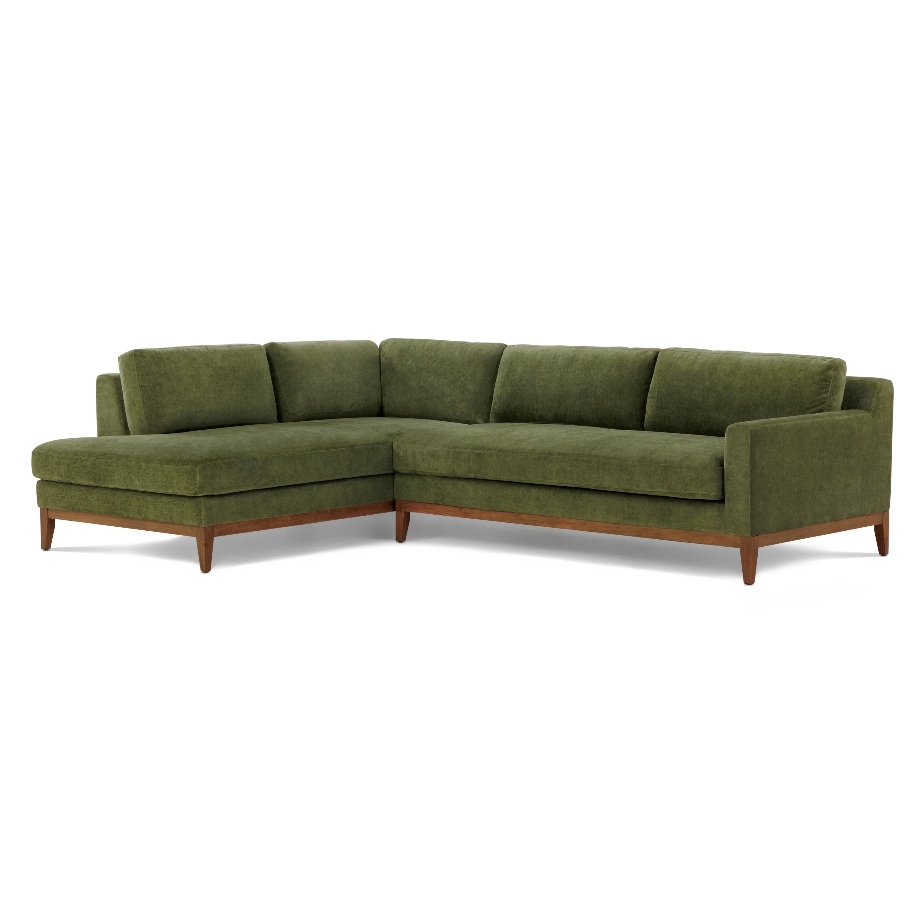 Zyon Left-Facing Bumper Chaise Sectional | Distressed Green Velvet - Image 5