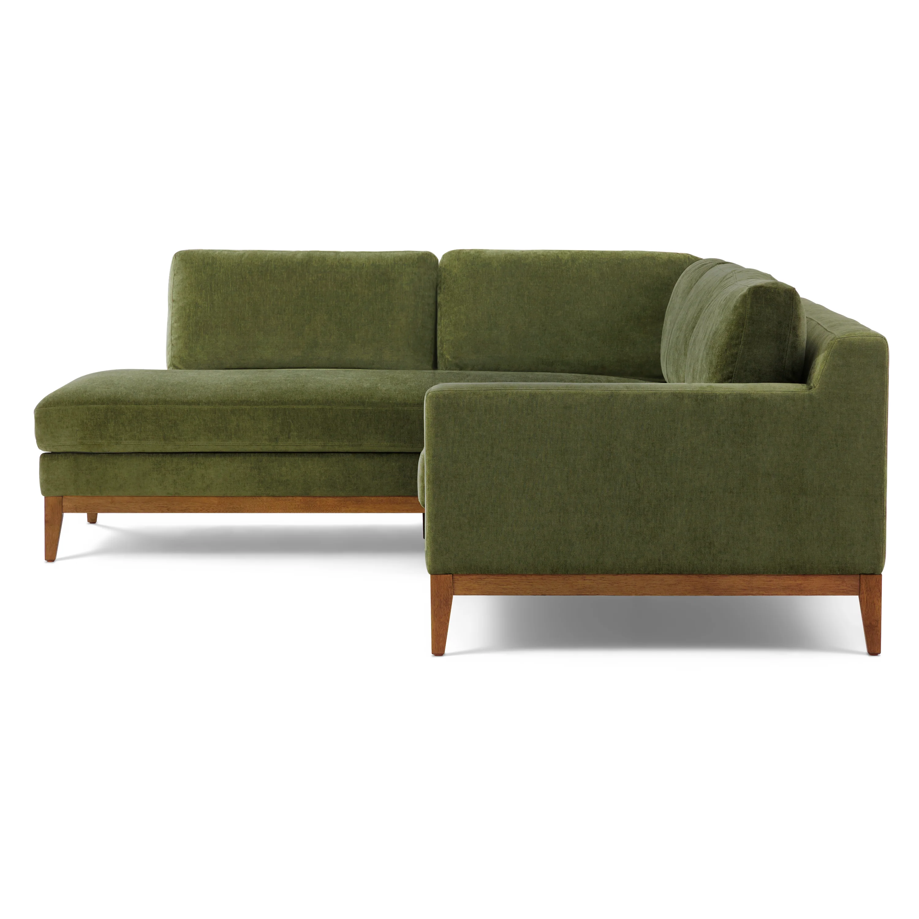 Zyon Left-Facing Bumper Chaise Sectional | Distressed Green Velvet - Image 6