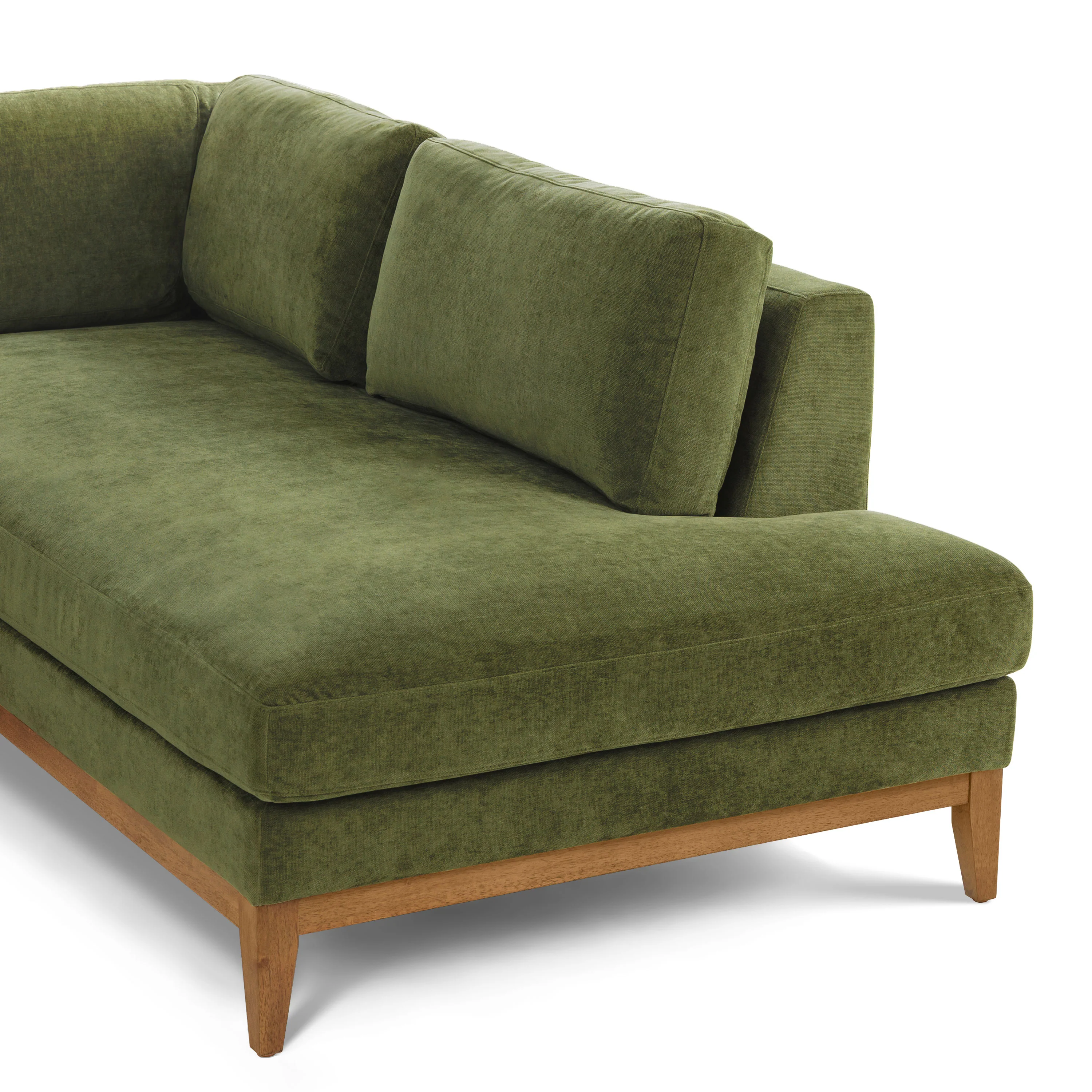 Zyon Right-Facing Bumper Chaise Sectional | Distressed Green Velvet - Image 18