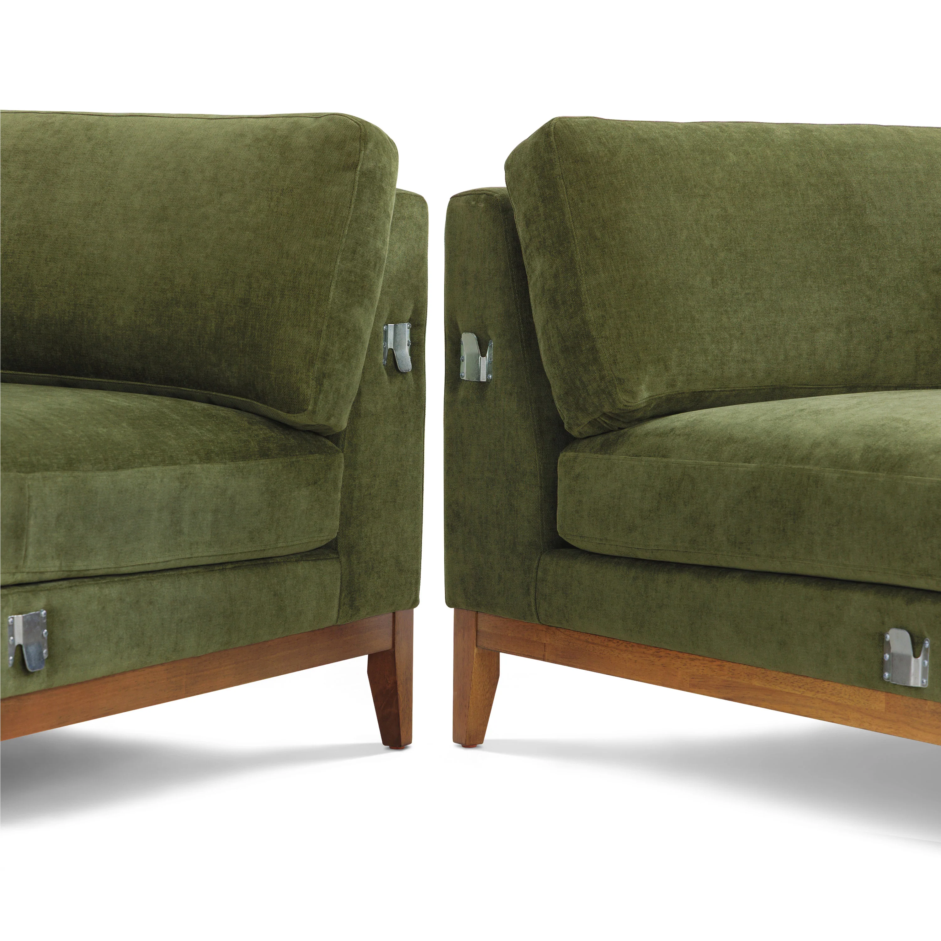 Zyon Right-Facing Bumper Chaise Sectional | Distressed Green Velvet - Image 21