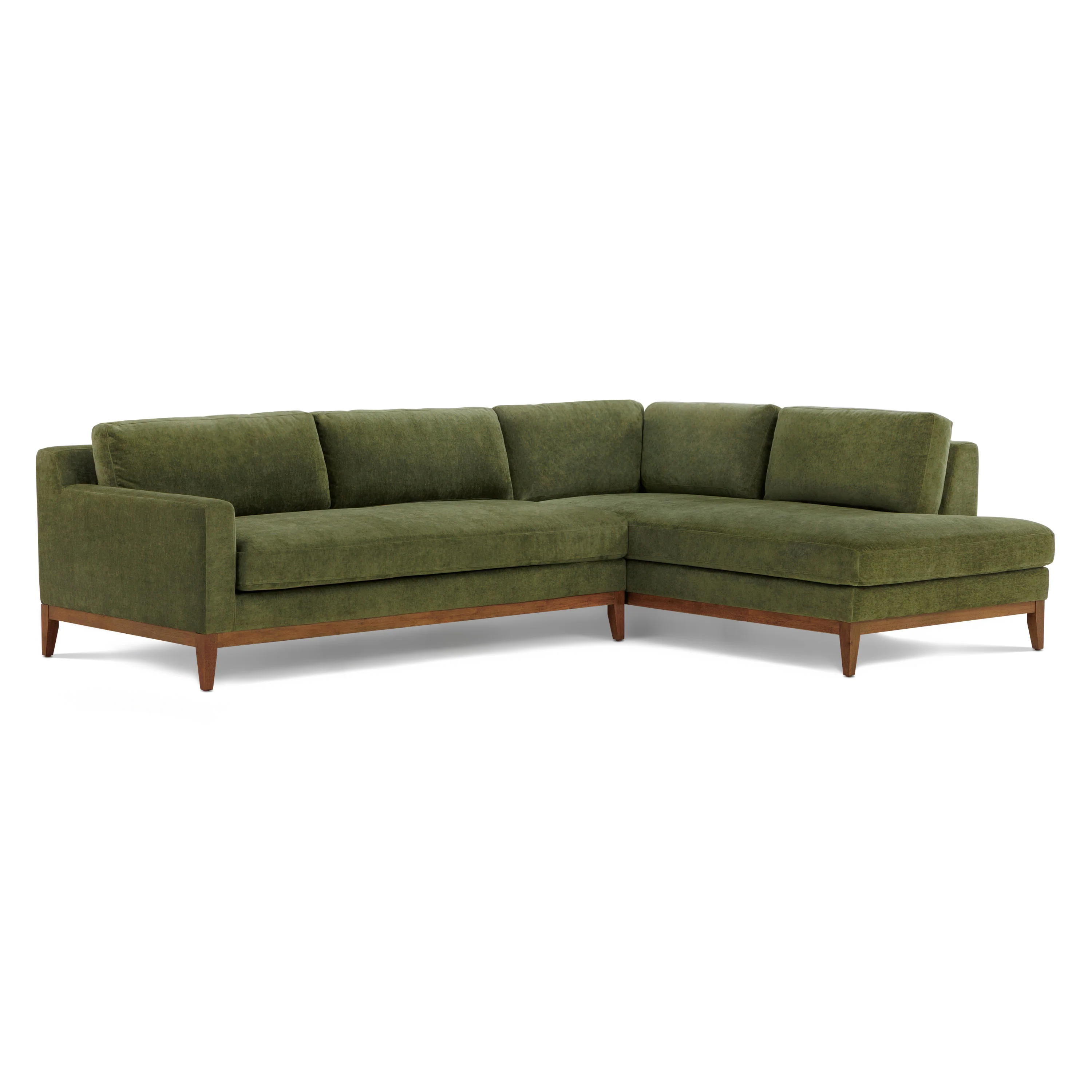 Zyon Right-Facing Bumper Chaise Sectional | Distressed Green Velvet - Image 4