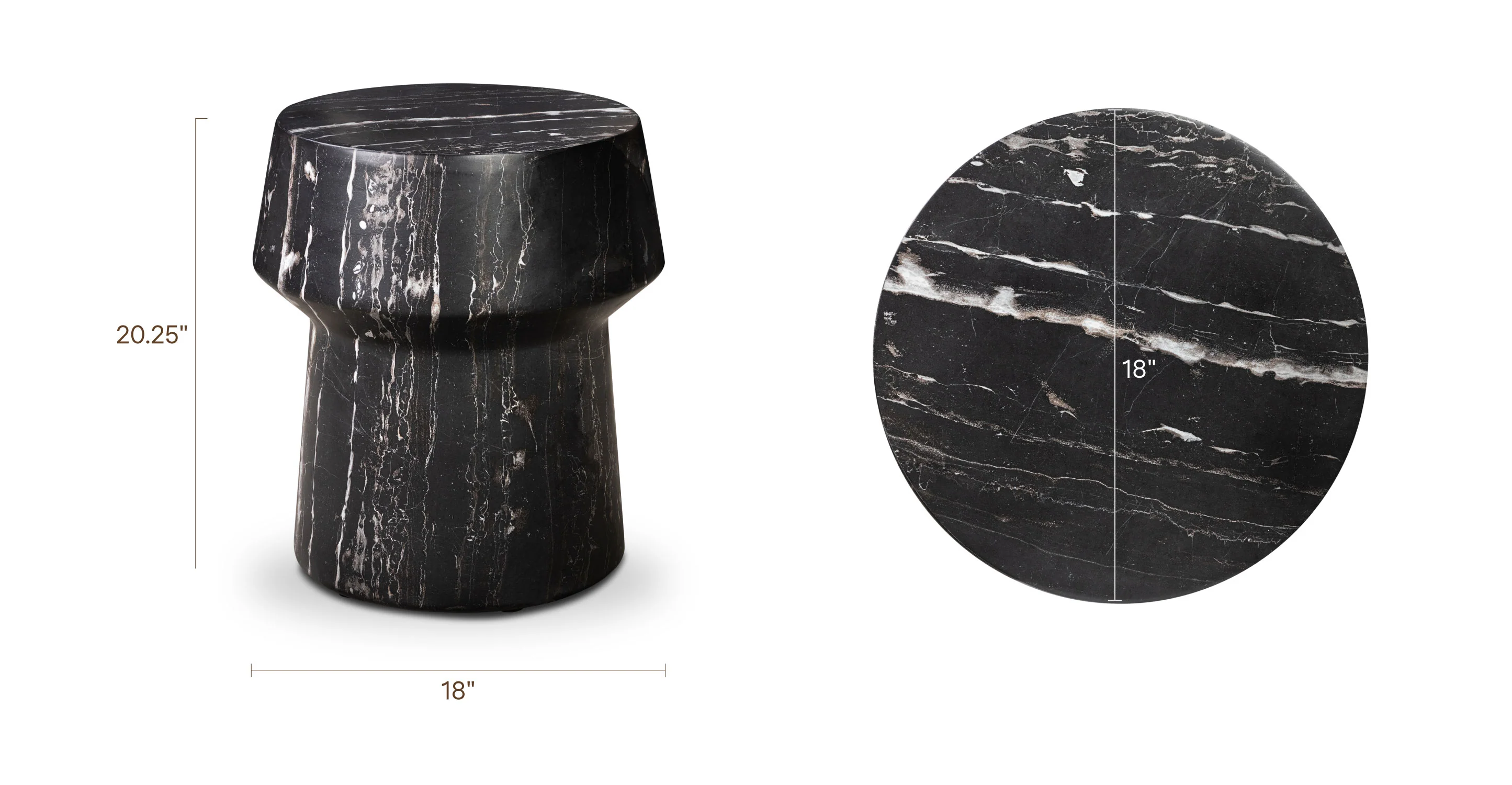 Zyra 18" Side Table | Black Marble - Image 10